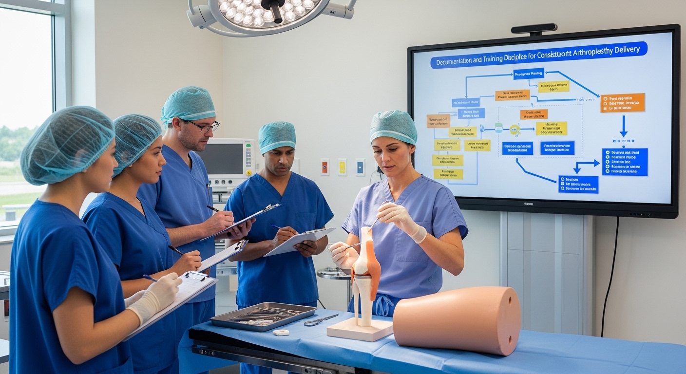 Documentation and training discipline for consistent arthroplasty delivery